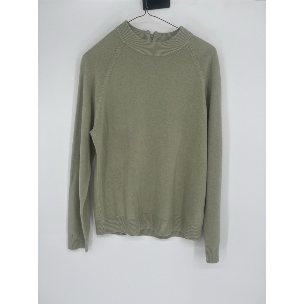 CAROLYN TAYLOR Petite Mock Neck Quarter Zip Sweater Light Green Sz M Pullover‎